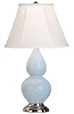 Double Gourd Accent Lamp Baby Blue Silver Base with Str. Shade by Robert Abbey 1696