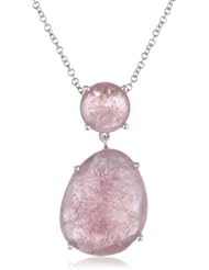 Sterling Silver Dark Pink Sapphire and Light Pink Sapphire Pendant Necklace, 18"