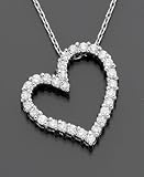 18k White Gold Diamond Certified Colorless Heart Pendant (1/2 ct. t.w.)