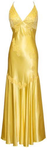 Satin Beaded Halter Prom Formal Gown Long Holiday Party Cocktail Dress Bridesmaid, Large, Yellow