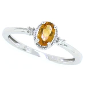 Buy 0.46ct Oval Citrine and Diamond Ring in 10kt White Gold by MyTreasurez