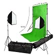 10ftx15ft Chromakey Green Backdrop with a Stand and Two Softboxes