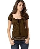 6 Degrees Short-Sleeve Tie-Neck Peasant Top
