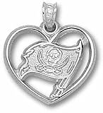 Tampa Bay Buccaneers "Flag Heart" Pendant - Sterling Silver Jewelry