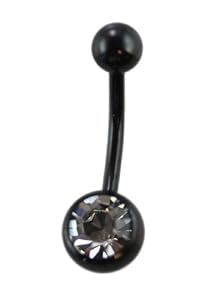 Stainless Steel Bananabell Belly Ring (316L Surgical Steel) - Clear Diamond S...