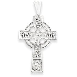 14k White Gold Celtic Cross Pendant
