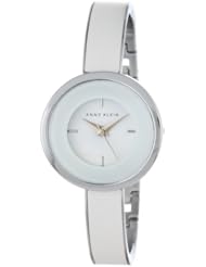 Anne Klein Womens AK/1233WTSV Silver-Tone Bangle Watch with White Leather Insert