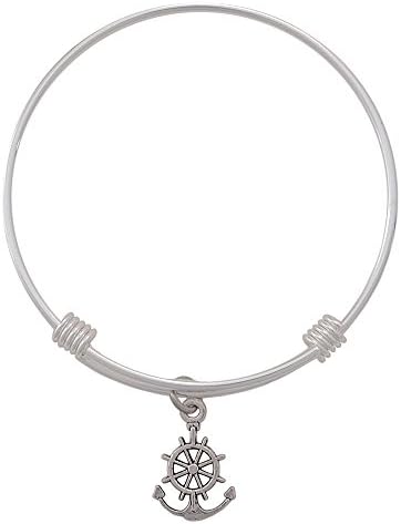 Anchor Silver Charm Bracelet. These Elegant Bangles Are a Beautiful Statement Worn Alone or Stacked in the Dozens! Handmade Right Here in Vero Beach, Fl, These Bracelets Are a Super Cute Addition to Every Outfit!