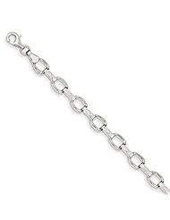 14k White Gold 7in D/C Satin Polished Fancy Bracelet. Metal Wt- 3.57g