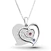 Personalized Sterling Couples Birthstone Heart Necklace Gift