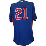 Tyler Colvin Jersey - Chicago Cubs 2011 Game Worn #21 Spring Training Road Blue Jersey (48)