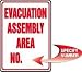 EVACUATION ASSEMBLY AREA NO ___ 24 x 18 Plastic 5 Yr Sign