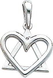31cM7aUG AL 14K White Gold Star of David Heart Pendant