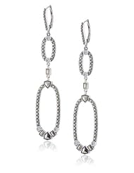 Judith Jack "Purple Moon" Sterling Silver and Marcasite Linear Loop Drop Earrings