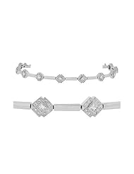 Diamond Bracelet - Diagonal Diamond Tennis Bracelet in 18k White Gold