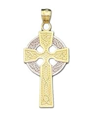0.925 Sterling Silver and Gold Irish Celtic Cross Pendent Charm