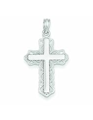 14K White Gold Polished Budded Cross Pendant