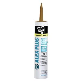 12 Pack Dap 18111 ALEX PLUS Acrylic Latex Caulk Plus Silicone - Cedar Tan 10.1-oz Cartridge (18122)