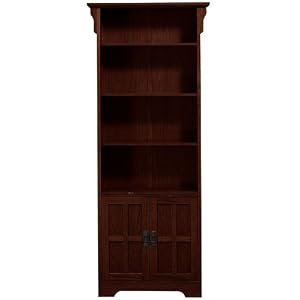 Craftsman Single Bookcase With Cabinet, 2-DOOR, MACINTOSH OAK