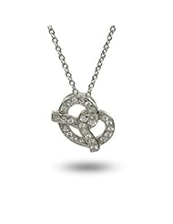 Sterling Silver CZ Pretzel Pendant