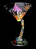 Beach Party Design - Hand Painted - Sexy Martini - 7 oz. (curved stem)