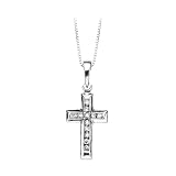 10K White Gold 1/4 ct. Diamond Channel Set Cross Pendant with Chain