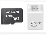 SanDisk 1 GB MicroSD Card (Retail Package) + MicroMate SD/ SDHC Memory Card Reader (White, BULK Package)