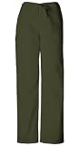Cherokee Workwear Unisex Drawstring Scrub Pant (Dark Olive, S-Short)