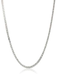 Italian 14k White Gold 0.80mm Square Spiga Wheat Chain Necklace