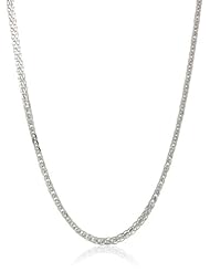 Italian 14k White Gold 0.80mm Square Spiga Wheat Chain Necklace
