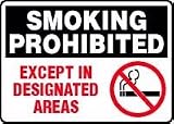 SMOKING PROHIBITED EXCEPT IN DESIGNATED AREAS (W/GRAPHIC) 10 x 14 Aluminum Sign