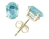 All-Natural Genuine 5x3 mm, Oval Aquamarine earrings set in 14k Yellow gold