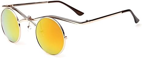 Gothic Steampunk Vintage Vampire Mirror Round Frame Sunglasses (Golden)