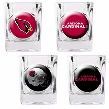 Great American Arizona Cardinals Square Logo Shot Glass - Set Of 4