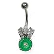 Sterling Silver Belly Ring with Jade/Clear CZ - 14g/5mm ball Sterling Silver Belly Ring with Jade/Clear CZ - 14g/5mm ball