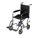 Steel Transport Wheelchair - Blue Vein, 19 Wide
