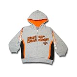 Harley Zip-Front Hoodie with Flames (Grey), Available in Multiple Sizes