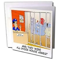 Londons Times Funny Society Cartoons - House Arrest - Greeting Cards-6 Greeting Cards with envelopes