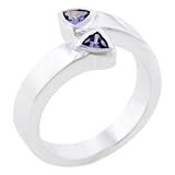 Sterling Silver Twin Cz Triangles Ring