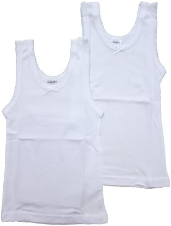 Rosette Girls 2 Pack White Cotton Sleeveless Undershirts - Sizes 2-18