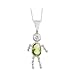 14K White Gold Cubic Zirconia and Oval Shaped Imitation Peridot Boy Pendant with Chain