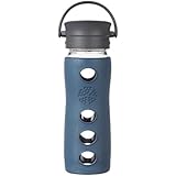 Lifefactory Cafe Collection Hot Beverage Glass Bottle with Cafe Cap, Marine, 16-Ounce