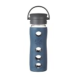 Lifefactory Cafe Collection Hot Beverage Glass Bottle with Cafe Cap, Marine, 16-Ounce