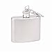 Small Flask Mounted on Keychain Clip - Holds 2 oz, Satin Stainless Steel Finish Perfect for Engraving, Screw-Down Cap - Comes in Black Box Perfect for Gift