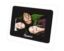 Impecca DFM-760 7 3-in-1 Digital Photo Frame with 16:9 Aspect Ratio, Built in Speakers, Translucent Designer Border, Black