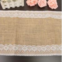 Natural Elegance Burlap Lace Table Cloth Rustic Fabric Home Wedding Party Decoration Home Kitchen Table Supplies