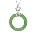 Sterling Silver Green Jade and Diamond Circle Pendant on Chain, 18" image 1
