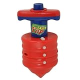 Child Flash Colorful Light Plastic Spinning Music Peg Top Toy Red