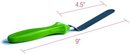 Cooking Classics Cake Decorating Spatula - 4.5" Stainless Steel Blade with 4.5" ABS Handle - Angled Icing Spatula / Frosting Spatula / Cake Spatula / Cake Decorating Supplies , Green