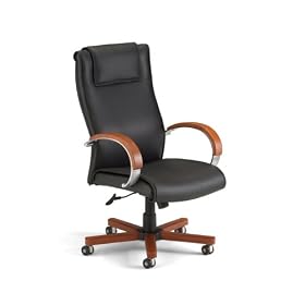 Leather Office Chair - Executive Leather Chair with Wood Accents (Hi-Back) - OFM - 560-L by OFM